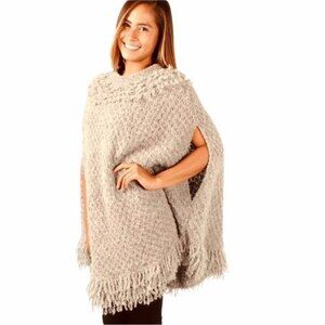 Shupaca  Baby Alpaca Poncho Caraveli Tan NWT